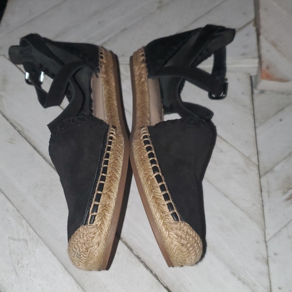 Via Spiga Size 6.5 M Black Suede Tan Espadrille